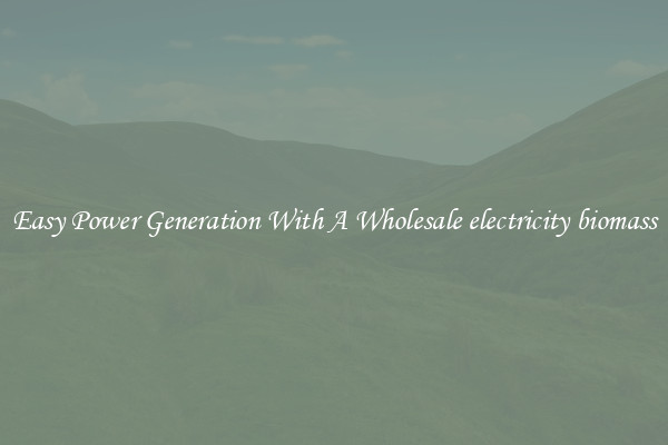 Easy Power Generation With A Wholesale electricity biomass