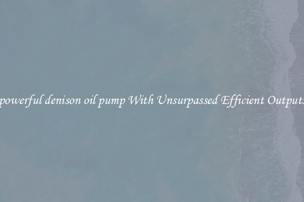 powerful denison oil pump With Unsurpassed Efficient Outputs